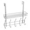 Over The Door Shelf Organizer Storage Basket Rack with 5 Hooks for Coats, Towels, and Accessories